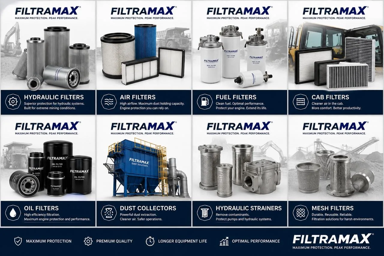 FiltraMax branded filtration product range for mining and industrial equipment